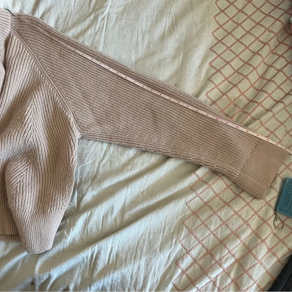 AllSaints Sylvie Oatmeal Jumper Cashmere Wool Blend Sweater Nude Pink Size Large - Picture 9 of 13